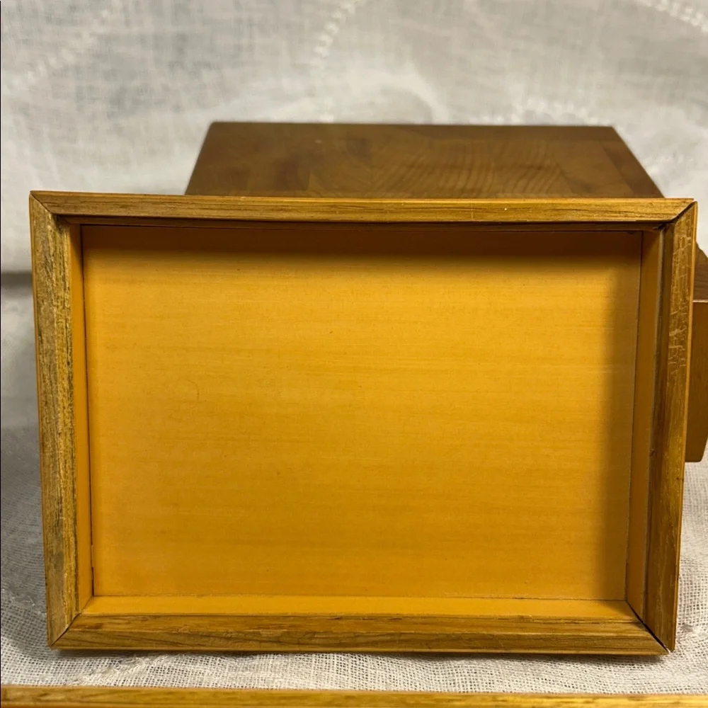 Vintage Jewelry wooden box with bamboo and birds hand painted
